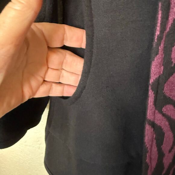 Parsley & Sage Reversible Black & Purple Zebra Striped Hooded Sweater Sz M Boho - Picture 6 of 15